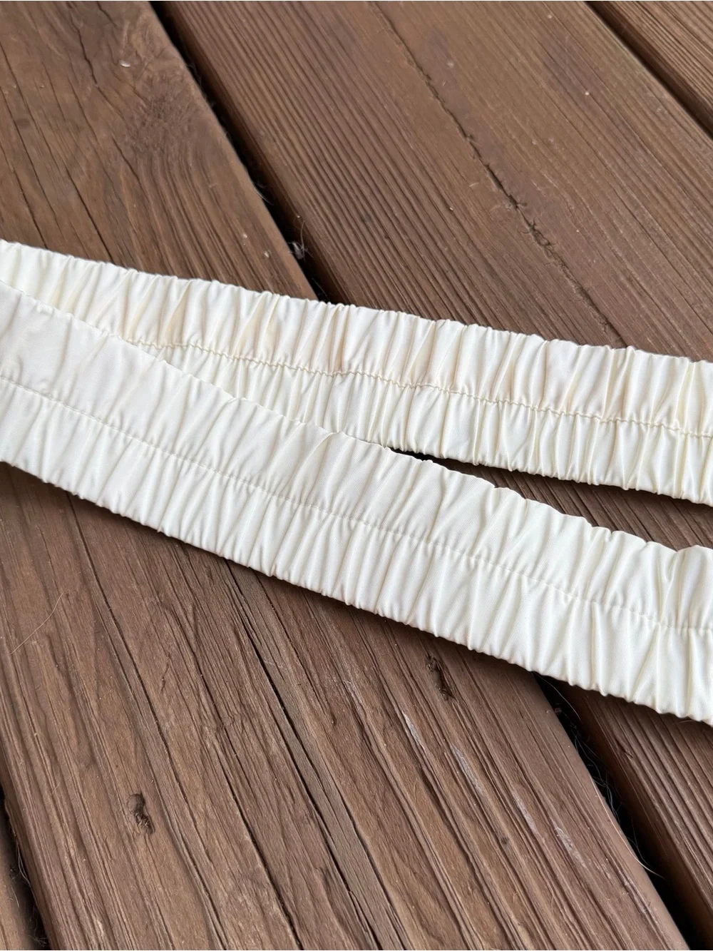 Vintage 80s White Ruched Elastic Cinch Belt Wide Gold Buckle Statement 39”